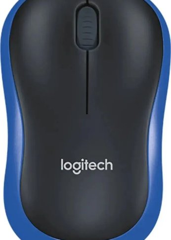 Мышь Logitech M186 черный/синий оптическая (1000dpi) беспроводная USB2.0 для ноутбука (2but)
