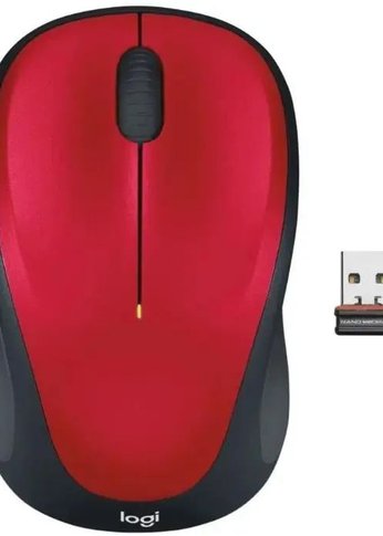 Мышь Logitech M235 красный/черный оптическая (1000dpi) беспроводная USB2.0 для ноутбука (2but)