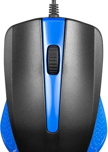 Мышь Oklick 225M черный/синий оптическая (1000dpi) USB (3but)