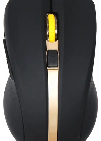 Мышь Oklick 495MW черный/золотистый оптическая (1600dpi) беспроводная USB для ноутбука (6but)