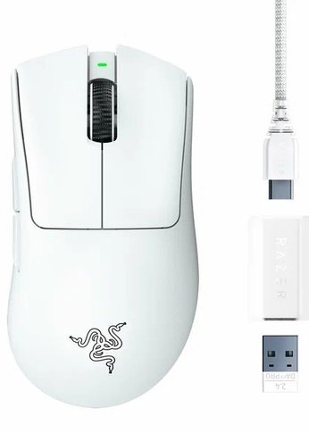 Мышь Razer DeathAdder V3 Pro белый оптическая (30000dpi) беспроводная USB-C (5but)