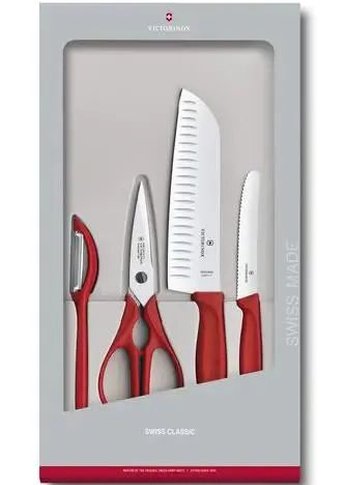 Набор ножей кухон. Victorinox Kitchen Set, 4 pieces (6.7131.4G) компл.:4предм. красный подар.коробка