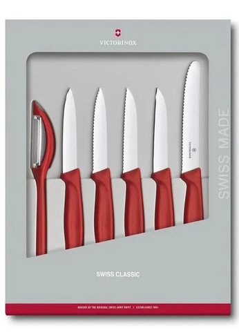 Набор ножей кухон. Victorinox Swiss Classic Paring (6.7111.6G) компл.:6предм. красный подар.коробка