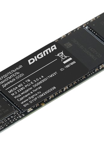 Накопитель SSD 1Tb Digma PCI-E 3.0 x4 M.2 2280 DGSM3001TM23T MEGA M2