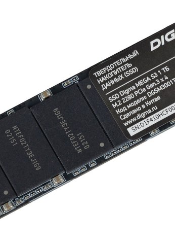 Накопитель SSD 1Tb Digma PCI-E 3.0 x4 M.2 2280 DGSM3001TS33T Mega S3