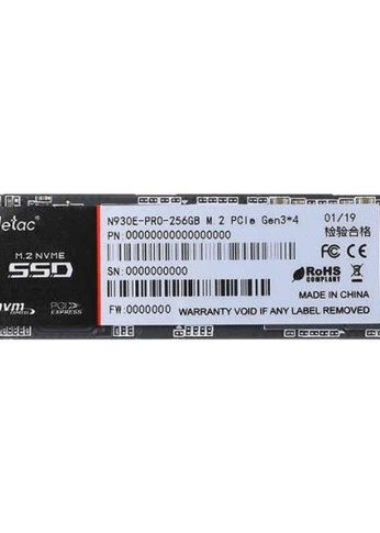 Накопитель SSD 256Gb Netac PCI-E 3.0 x4 M.2 2280 NT01N930E-256G-E4X N930E Pro