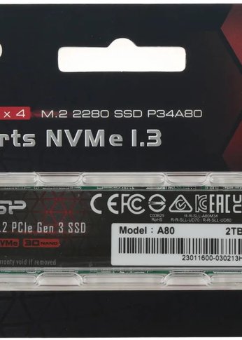 Накопитель SSD 2Tb Silicon Power PCI-E 3.0 x4 M.2 2280 SP002TBP34A80M28 M-Series
