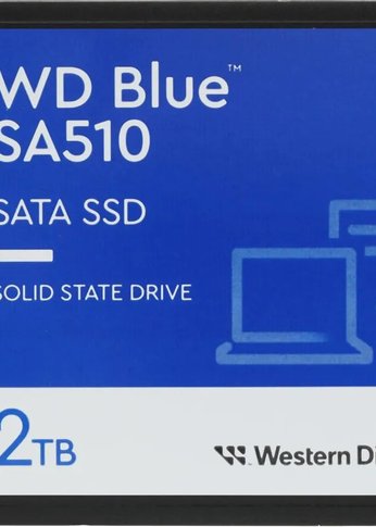 Накопитель SSD 2TB WD Blue WDS200T3B0A 2.5" Client SATA 6Gb/s, 560/530, IOPS 95/84K, MTBF 1,75M, 3D NAND TLC, 500TBW, Retail (856315
