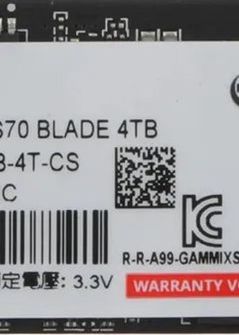 Накопитель SSD 4TB A-Data PCIe 4.0 x4 AGAMMIXS70B-4T-CS XPG Gammix S70 Blade M.2 2280