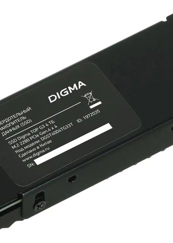 Накопитель SSD 4Tb Digma PCIe 4.0 x4 M.2 2280 DGST4004TG33T Top G3