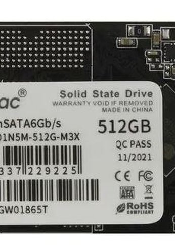 Накопитель SSD 512Gb Netac NT01N5M-512G-M3X N5M mSATA