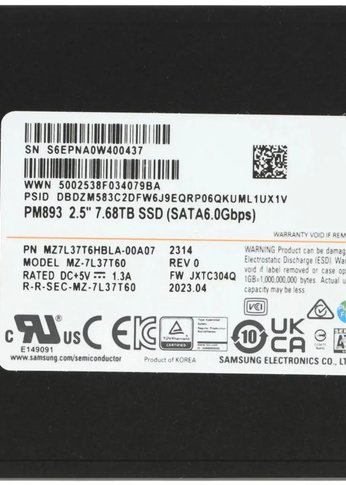 Накопитель SSD 7.5Tb Samsung SATA-III MZ7L37T6HBLA-00A07 PM893 2.5" 1 DWPD OEM