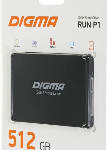 Накопитель SSD Digma SATA III 512Gb DGSR2512GP13T Run P1 2.5"