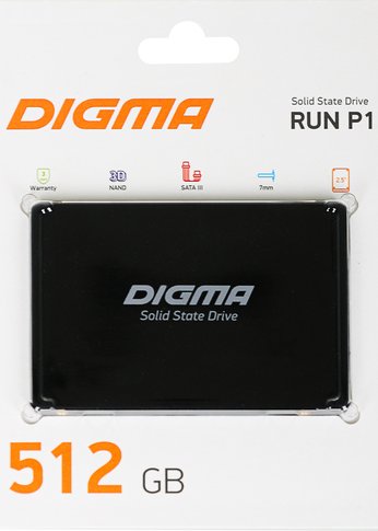 Накопитель SSD Digma SATA III 512Gb DGSR2512GP13T Run P1 2.5"