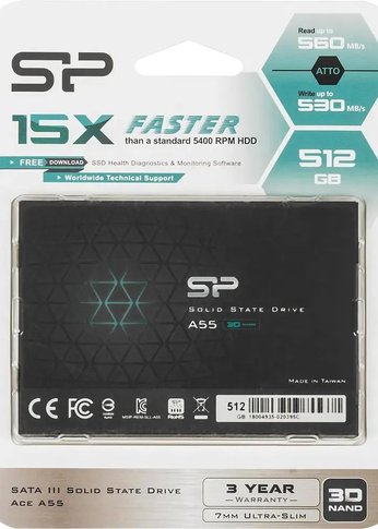 Накопитель SSD Silicon Power SATA III 512Gb SP512GBSS3A55S25 Ace A55 2.5"