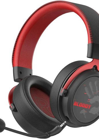 Наушники с микрофоном A4Tech Bloody MR590 Sports красный/черный 1.5м мониторные BT/Radio/3.5mm оголовье (MR590+ WIRED/SPORT RED)