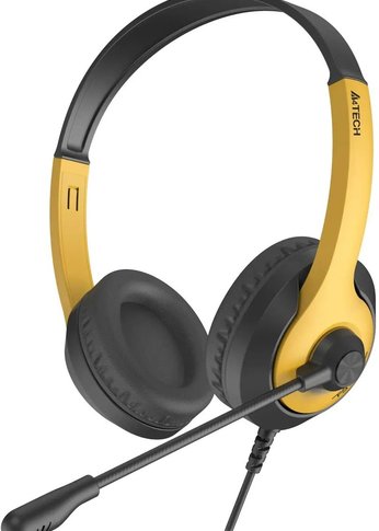 Наушники с микрофоном A4Tech Fstyler FH100U желтый/черный 2м накладные USB оголовье (FH100U (BUMBLEBEE))
