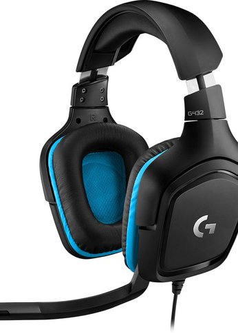 Наушники с микрофоном Logitech G432 черный/синий 2м мониторные USB оголовье (981-000770)