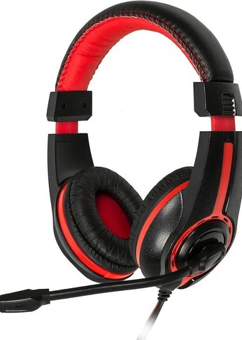 Наушники с микрофоном Oklick HS-L200 черный/красный 2.2м накладные оголовье (359484)