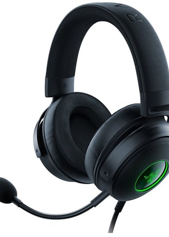 Наушники с микрофоном Razer Kraken V3 HyperSense черный 2м мониторные USB оголовье (RZ04-03770100-R3M1)