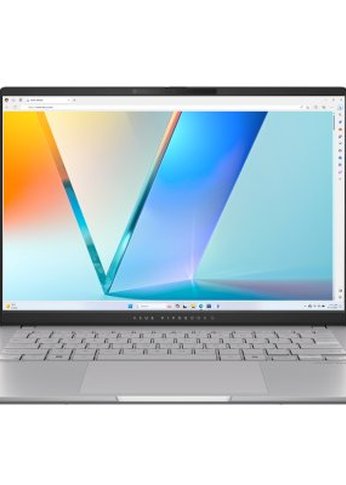 Ноутбук 14" Asus VivoBook S14 OLED M5406WA-QD127 серебристый Ryzen AI 9 365 24Gb/1Tb Radeon880M noOS (90NB14P1-M007L0)