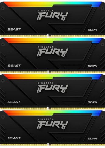 Память DDR4 4x16Gb 3200MHz Kingston KF432C16BB2AK4/32 FURY Beast RGB PC4-25600 288-pin