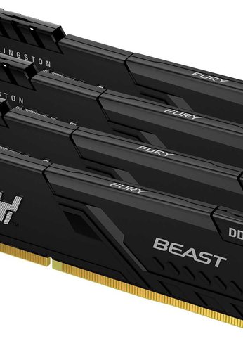 Память DDR4 4x16Gb 3600MHz Kingston KF436C18BBK4/64 Fury Beast Black RTL Gaming PC4-28800 CL18 DIMM 288-pin 1.35В single rank с радиатором Ret