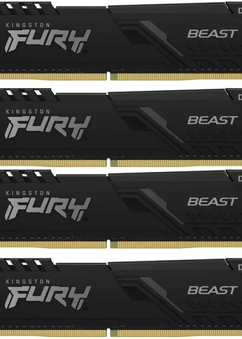 Память DDR4 4x32GB 3200MHz Kingston KF432C16BBK4/128 Fury Beast Black RTL Gaming PC4-25600 CL16 DIMM 288-pin 1.35В dual rank с радиатором Ret