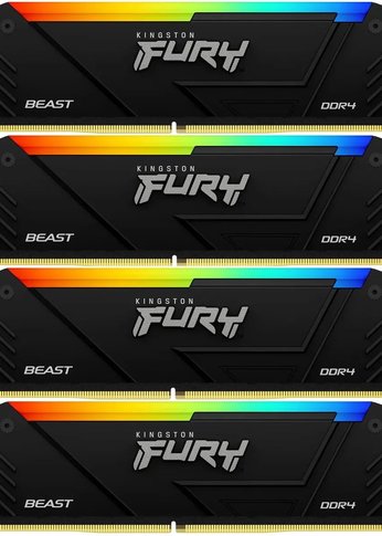 Память DDR4 4x32GB 3600MHz Kingston KF436C18BB2AK4/128 Fury Beast Black RGB RTL Gaming PC4-28800 CL18 DIMM 288-pin 1.35В dual rank с радиатором Ret