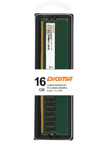 Память DDR5 16Gb 4800MHz Digma DGMAD54800016S RTL PC5-38400 CL40 DIMM 288-pin 1.1В single rank Ret