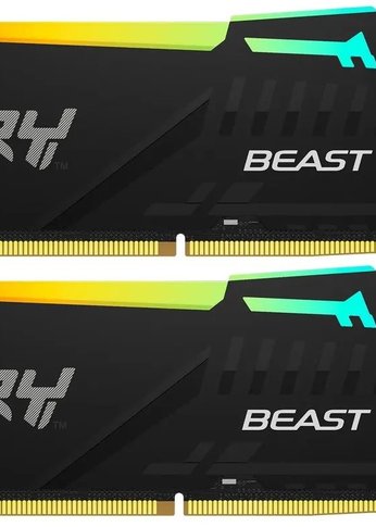 Память DDR5 2x32Gb 5600MHz Kingston KF556C40BBAK2-64 Fury Beast Black RGb RTL Gaming PC5-44800 CL40 288-pin 1.25В dual rank с радиатором Ret