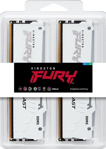 Память DDR5 2x32GB 6000MHz Kingston KF560C30BWEAK2-64 FURY Beast White RGB EXPO PC5-48000 CL30 288-pin