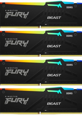 Память DDR5 4x16GB 5200MHz Kingston KF552C40BBAK4-64 FURY Beast RGB XMP PC5-41600 CL40 288-pin