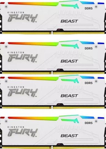 Память DDR5 4x16GB 5200MHz Kingston KF552C40BWAK4-64 FURY Beast White RGB XMP PC5-41600 CL40 288-pin