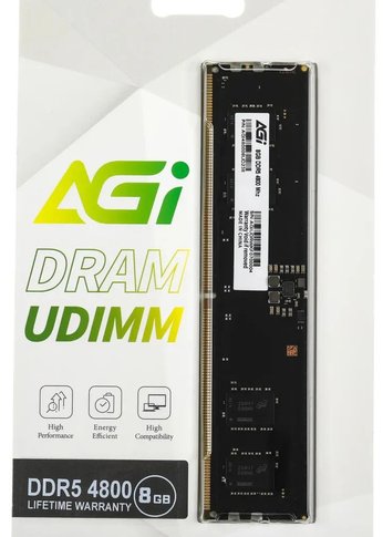 Память DDR5 8Gb 4800MHz AGi AGI480008UD238 RTL PC5-38400 CL40 288-pin 1.1В single rank Ret