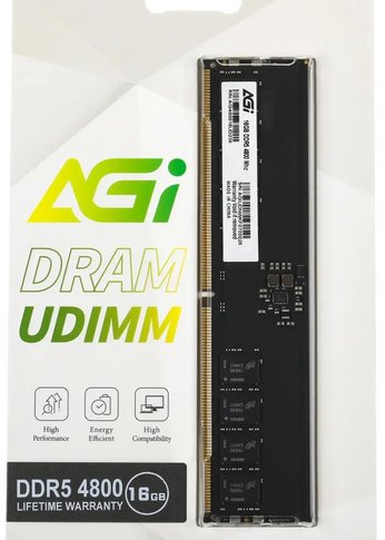 Память DIMM DDR5 16GB 4800MHz AGi AGI480016UD238 RTL PC5-38400 CL40 288-pin 1.1В single rank Ret