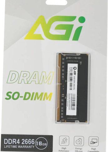 Память SO-DIMM DDR4 16Gb 2666MHz AGi AGI266616SD138 SD138 RTL PC4-21300 CL19 260-pin 1.2В Ret