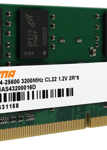 Память SO-DIMM DDR4 16Gb 3200MHz Digma DGMAS43200016D RTL PC4-25600 CL22 260-pin 1.2В dual rank Ret