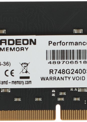 Память SO-DIMM DDR4 8Gb 2400MHz AMD R748G2400S2S-U Radeon R7 Performance Series RTL PC4-19200 CL16 260-pin 1.2В Ret