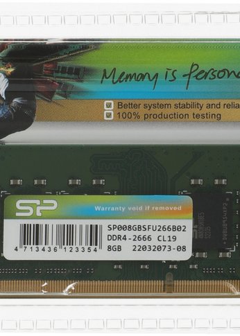 Память SO-DIMM DDR4 8Gb 2666MHz Silicon Power SP008GBSFU266B02 RTL PC4-21300 CL19 260-pin 1.2В single rank Ret