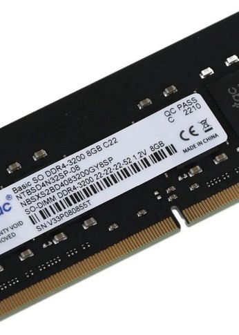 Память SO-DIMM DDR4 8Gb 3200MHz Netac NTBSD4N32SP-08 Basic RTL PC4-25600 CL22 260-pin 1.2В single rank Ret