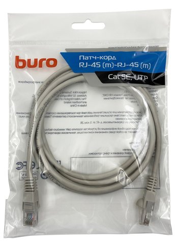 Патч-корд Buro UTP 4 пары cat5E CCA molded 2м серый RJ-45 (m)-RJ-45 (m)