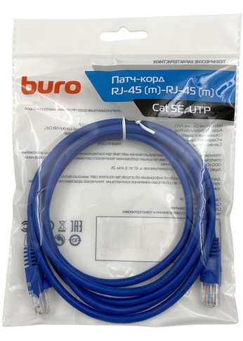 Патч-корд Buro UTP 4 пары cat5E CCA molded 2м синий RJ-45 (m)-RJ-45 (m)