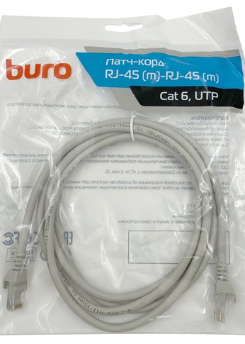 Патч-корд Buro UTP 4 пары cat6 CCA molded 2м серый RJ-45 (m)-RJ-45 (m)