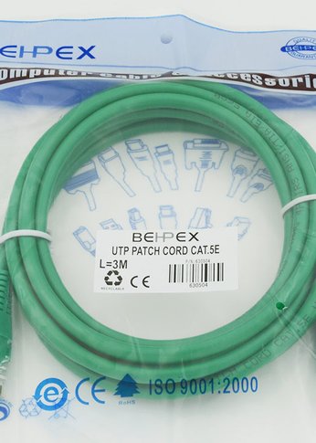 Патч-корд cat5E molded 3м зеленый RJ-45 (m)-RJ-45 (m)