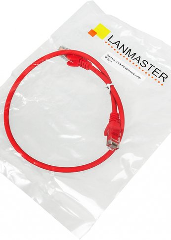 Патч-корд Lanmaster LAN-PC45/U5E-0.5-RD UTP RJ-45 вил.-вилка RJ-45 кат.5E 0.5м красный LSZH (уп.:1шт)