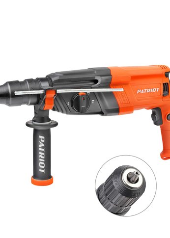 Перфоратор Patriot RH 243Q, SDS+, мощность 770 Вт, 2.6 Дж, 3 режима работы, быстросменный патрон QCC, макс.диаметр 24мм, глубиномер, кейс