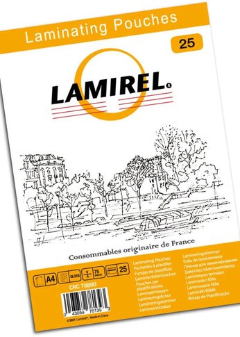 Пленка для ламинирования Fellowes 75мкм A4 (25шт) глянцевая 216x303мм Lamirel (LA-78800)