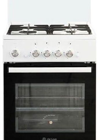 Плита газовая De Luxe 5040.32г (кр) ЧР белый (стеклянная крышка) реш.чугун