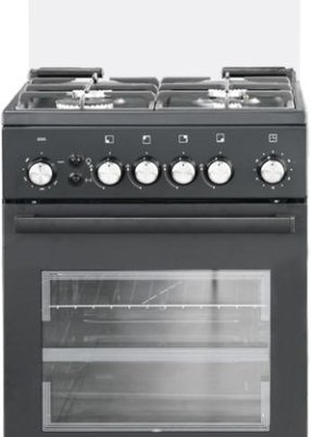 Плита газовая De Luxe 5040.40г (кр) ЧР-015 черный (стеклянная крышка) реш.чугун